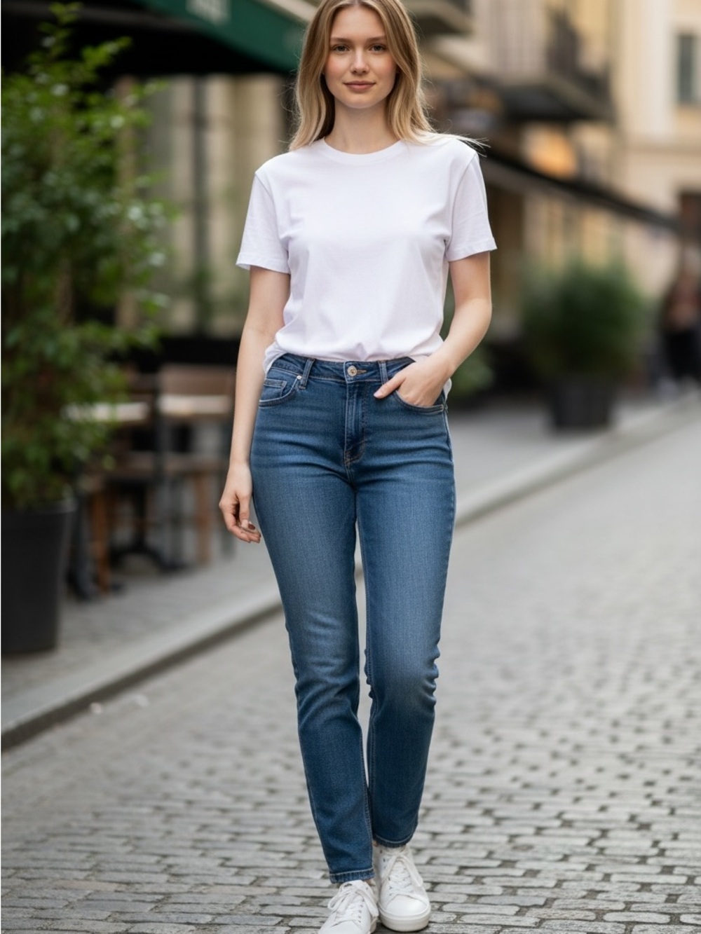 NYDJ Straight-Leg skinny Jeans in Medium Blue Size 2 NWT